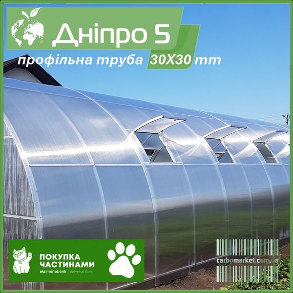 Теплица "Днепр-6" 6х10 м / профильная труба 20Х40 мм / сотовый поликарбонат 8 мм 2613094288 фото